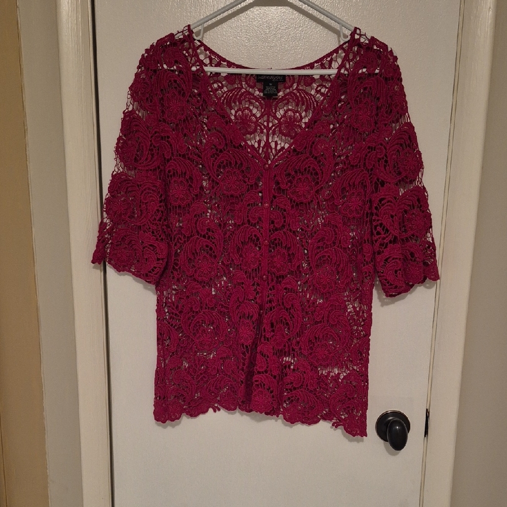 Choiced Lace Women’s Top - Burgandy Sz 1x